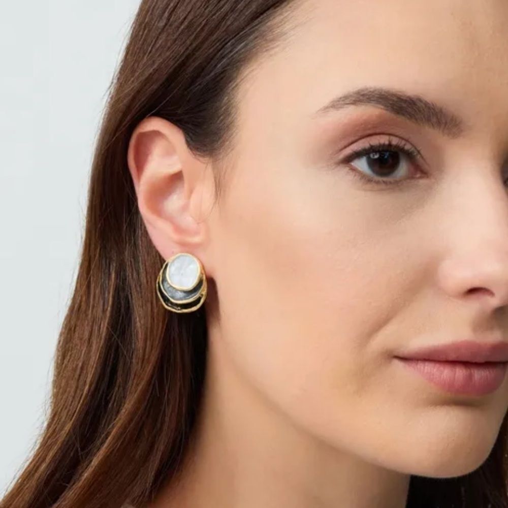 Chic Gold and Black Earrings A1346